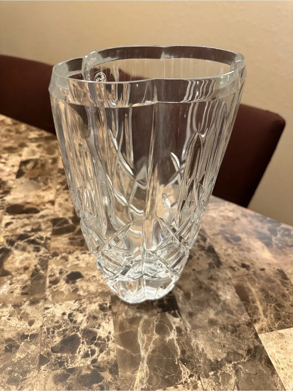 Clear Crystal Glass Vase - Elegant Cut Design